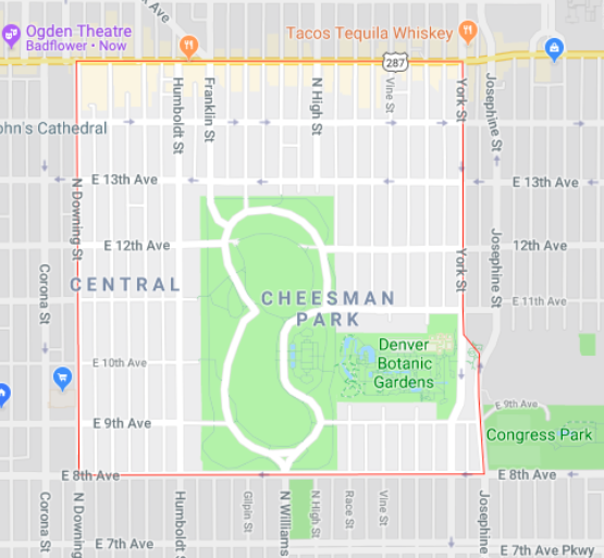 Denver S Neighborhood Matchmaking Real Estate Service Hoods   Cheesman Pk Map 